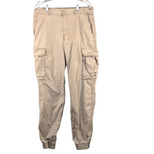Divided H&M Men's Cargo Pants Tan Size 34 Flat Front Multi-Pocket Tapered Leg